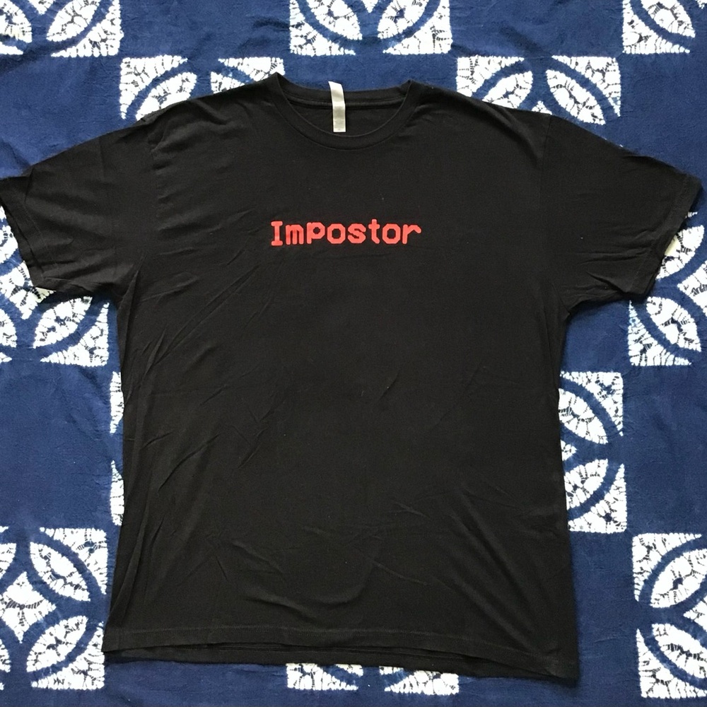 “Among Us” Imposter Happi Towers (me) sample t-shirt. Black sz-XL (GUC)